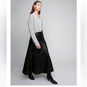 Pixie Market Elegant Black Faux Leather Maxi Skirt